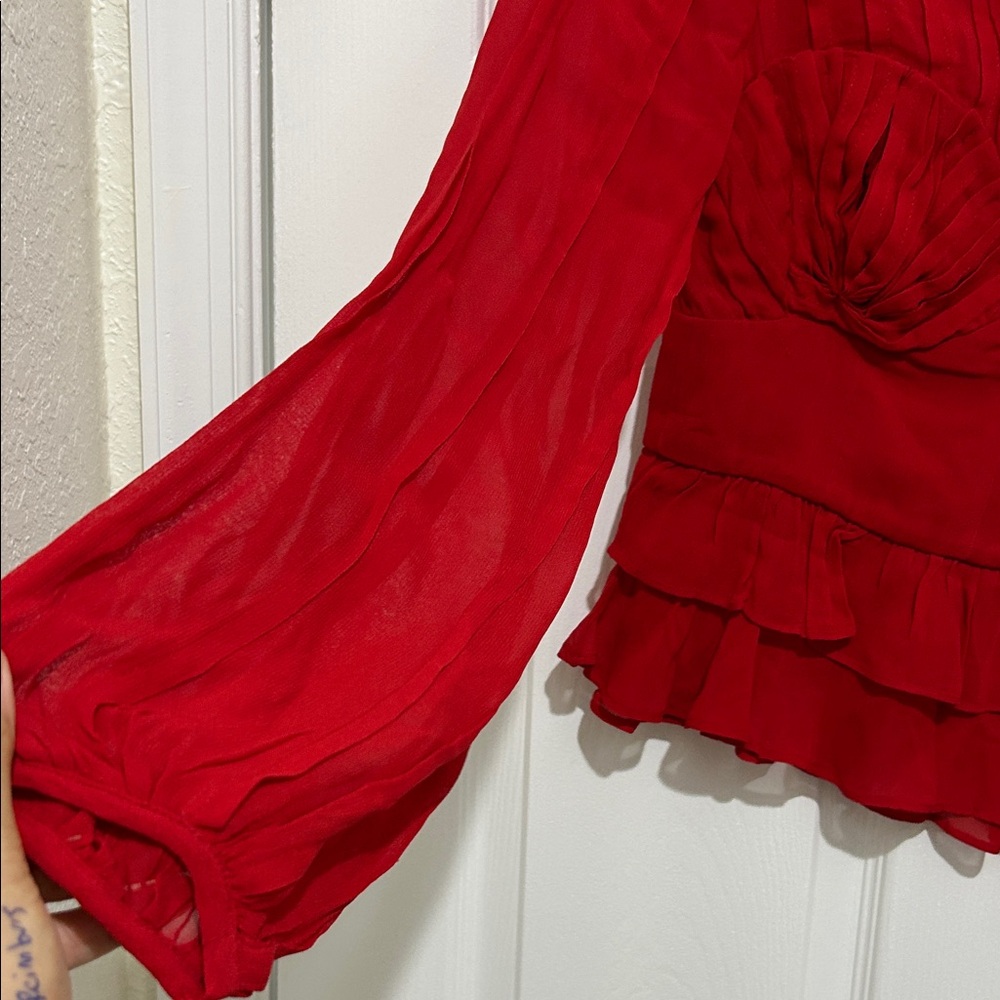 NWT Farm Rio Red Pleated Shell Blouse - Picture 4 of 4